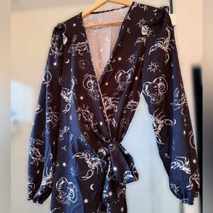 ZODIAC NEW WRAP DRESS ASTROLOGY SIGN MAXI LARGE LONG SLEEVE